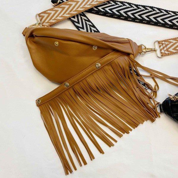 Faux Leather Fringed Or Not Sling Bag