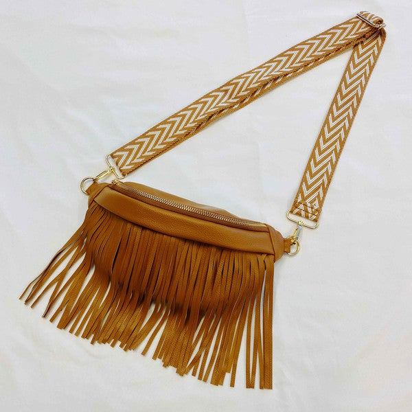 Faux Leather Fringed Or Not Sling Bag