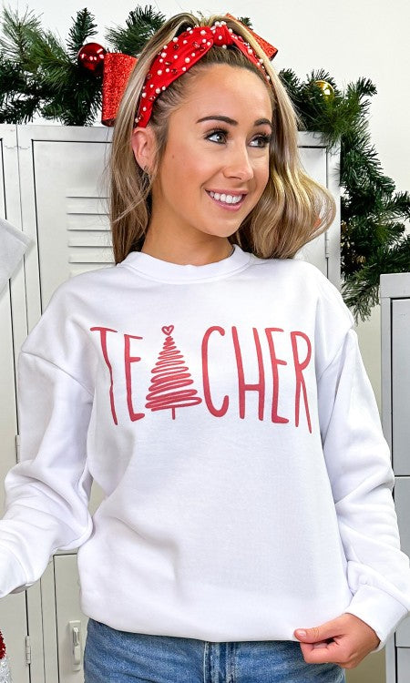 Christmas Teacher Tree Graphic Sweatshirt