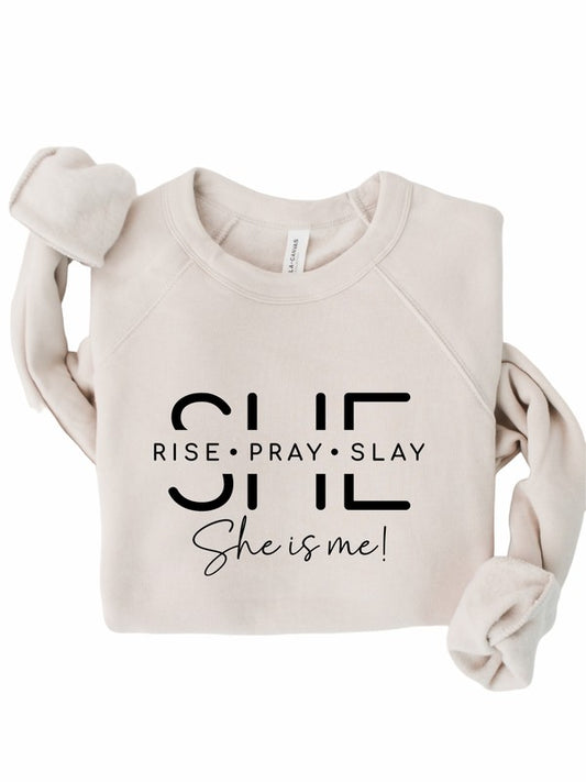 She Is Rise Pray Slay  Bella Premium Sweatshirt