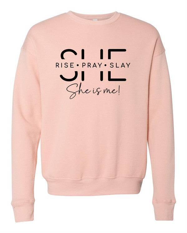 She Is Rise Pray Slay  Bella Premium Sweatshirt