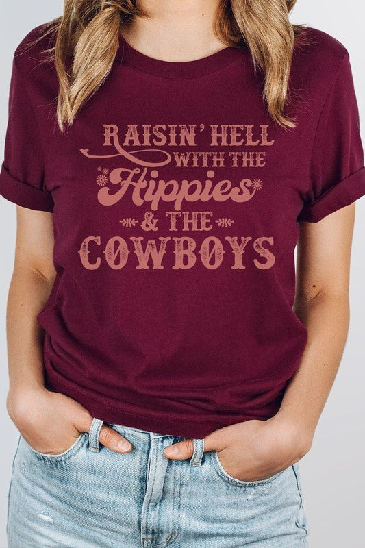 Raisin Hell With Hippies and Cowboys Graphic Tee