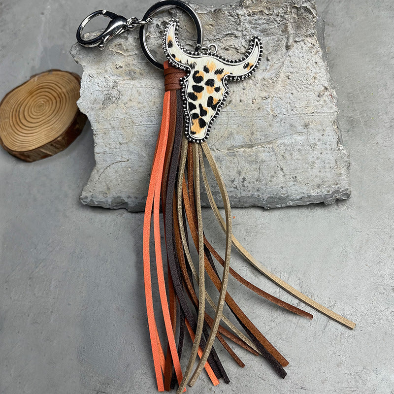 Steer Head Fringe Key Chain